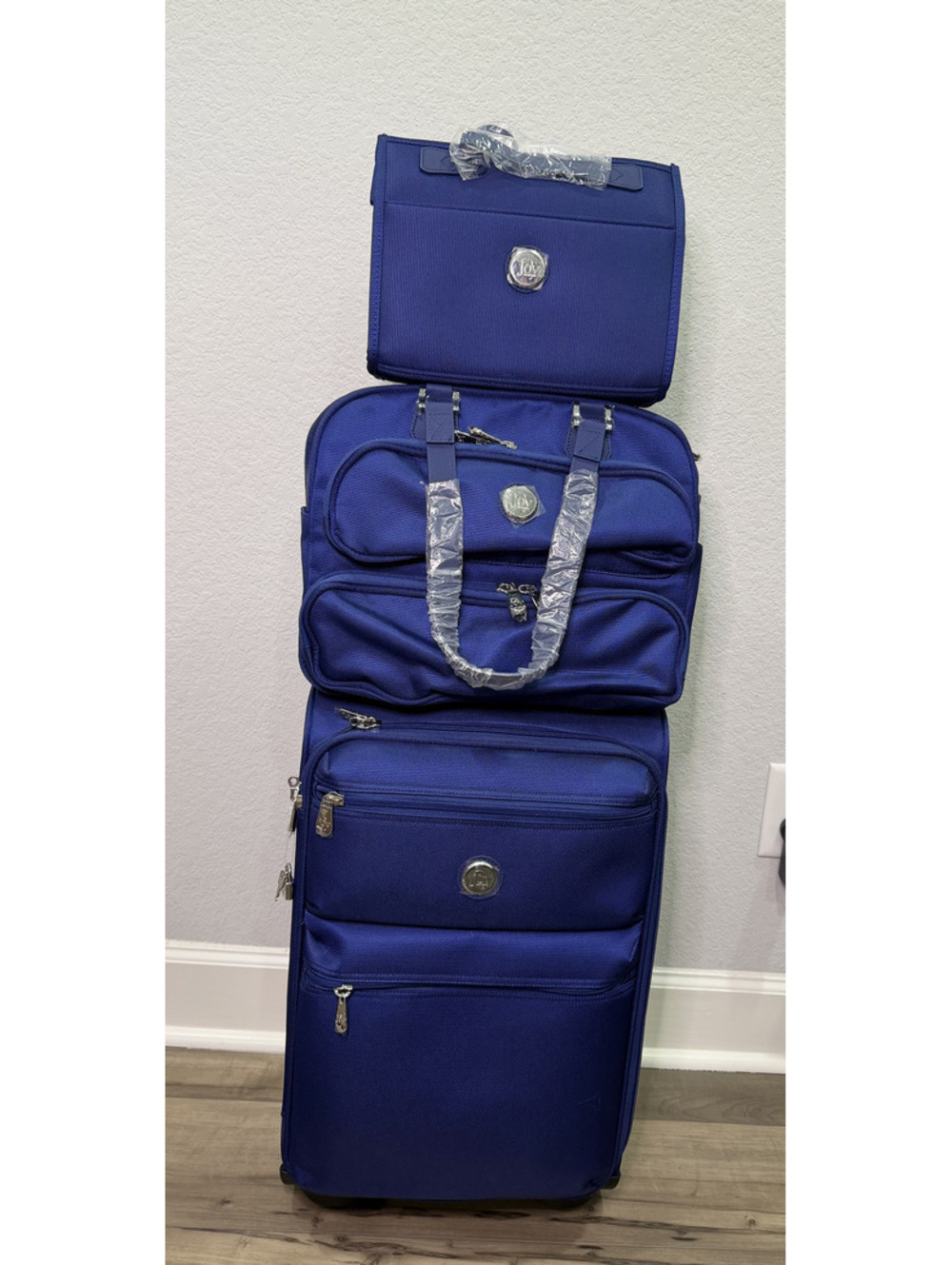 NEW Joy Mangano 3-Piece Luggage/Carry-On Set in Blue